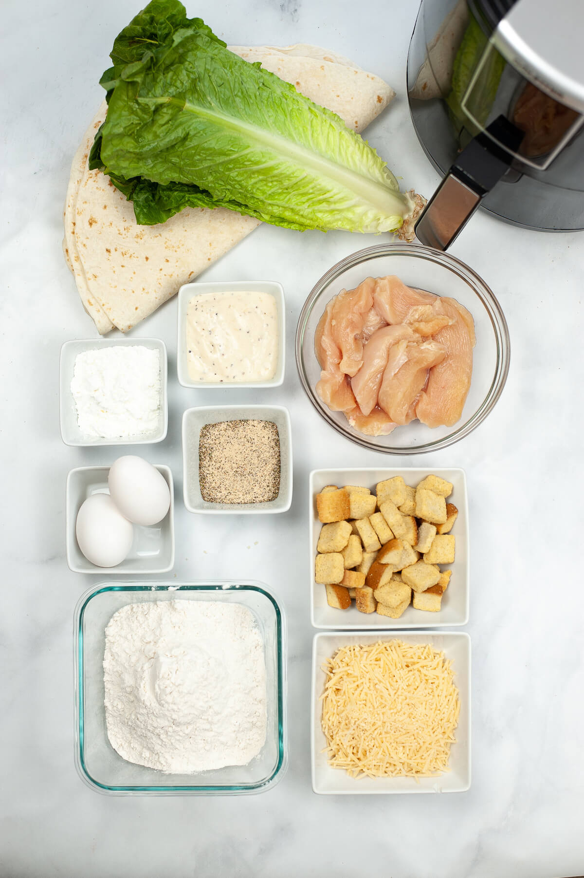 ingredients for making air fryer chicken wraps