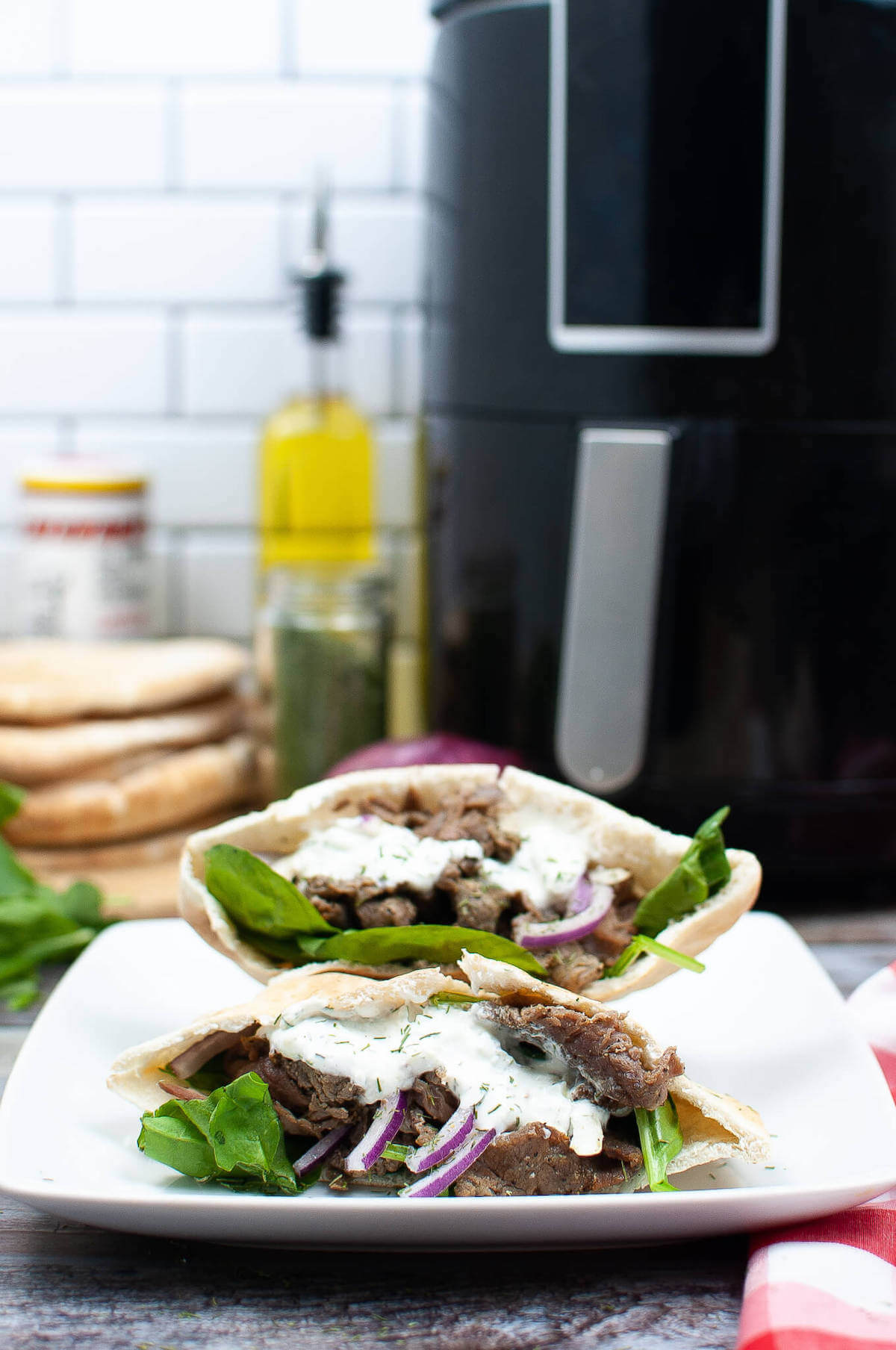 air fryer gyros on a plate