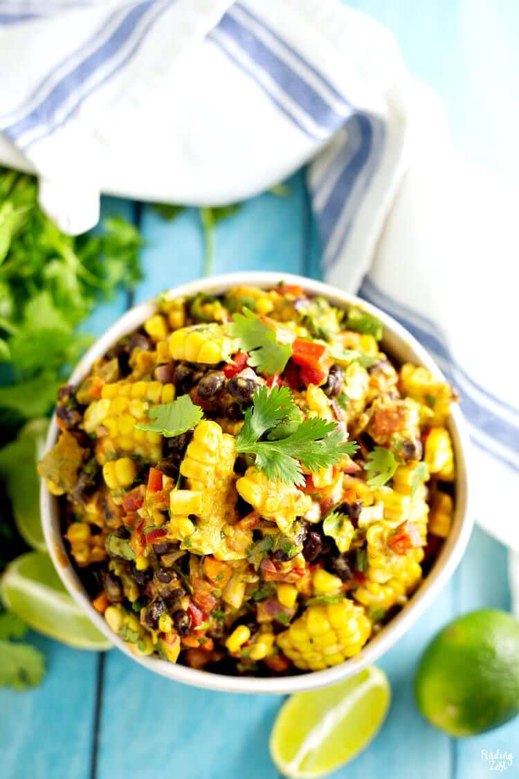 black bean corn salad in a bowl