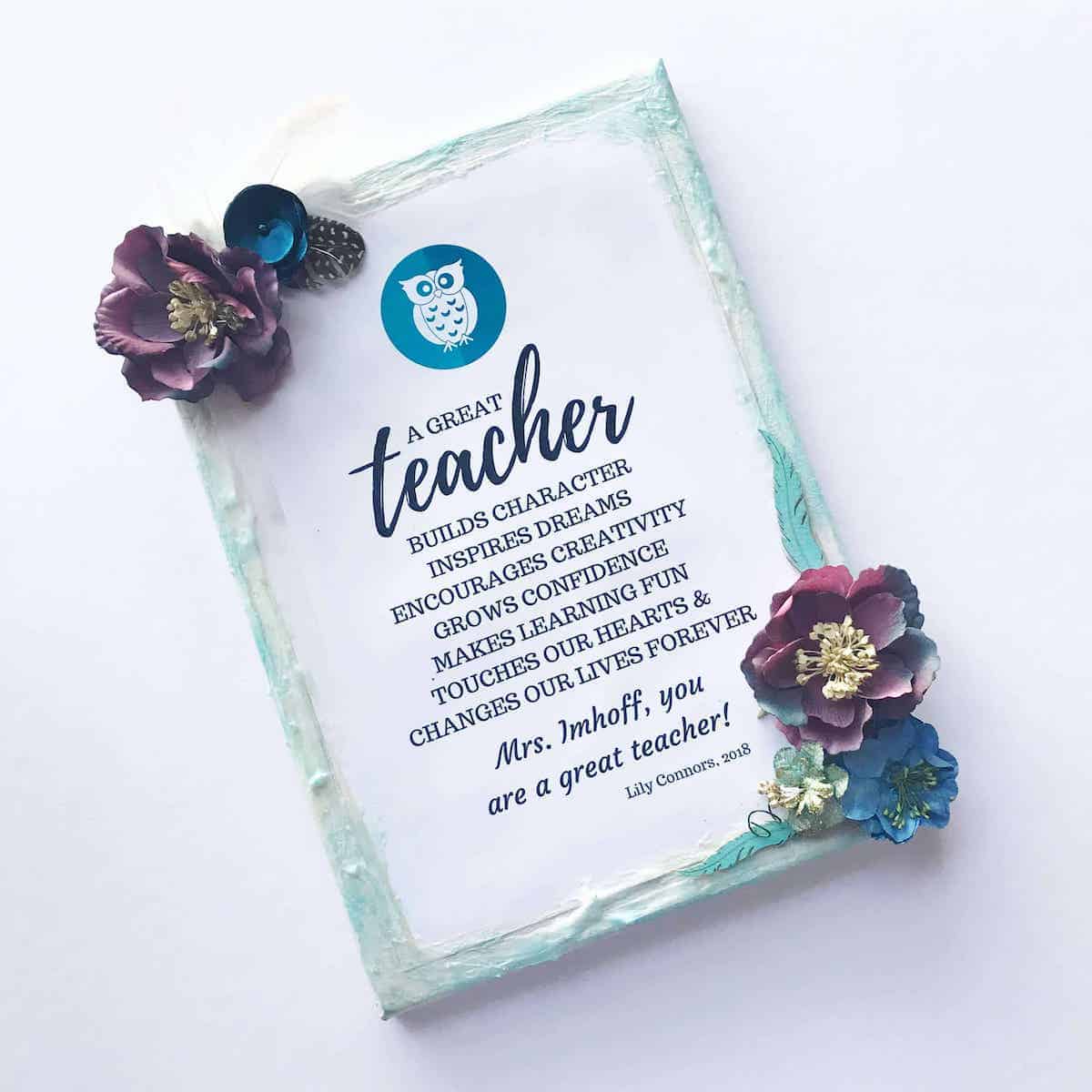 DIY teacher gift canvas