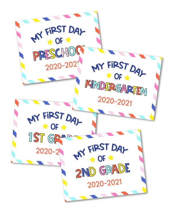 free first day of school printables