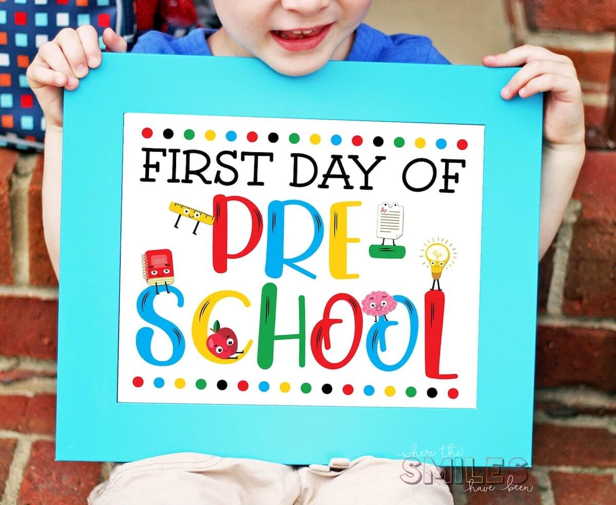 colourful first day of school sign