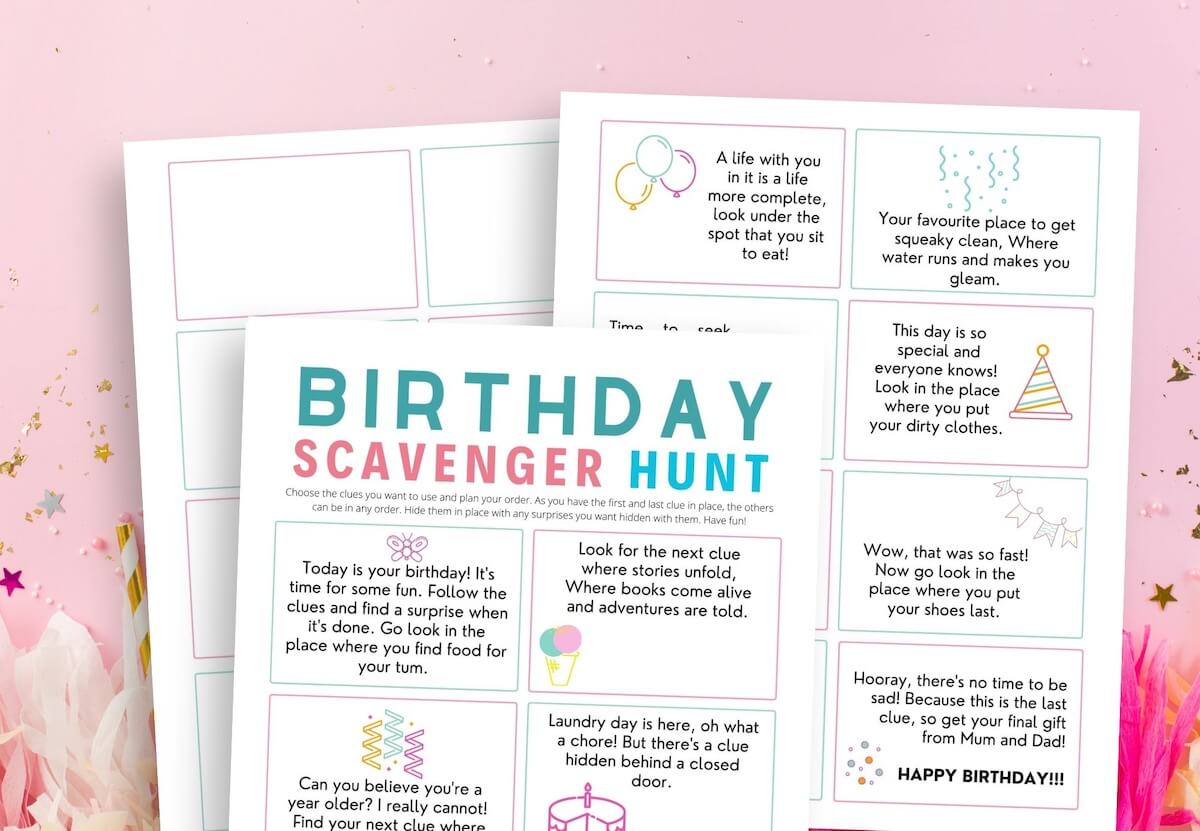 birthday scavenger hunt ideas.