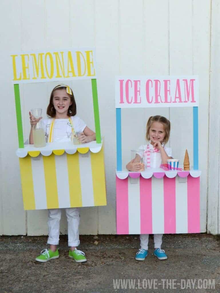 DIY ice cream stand and lemonade stand costumes