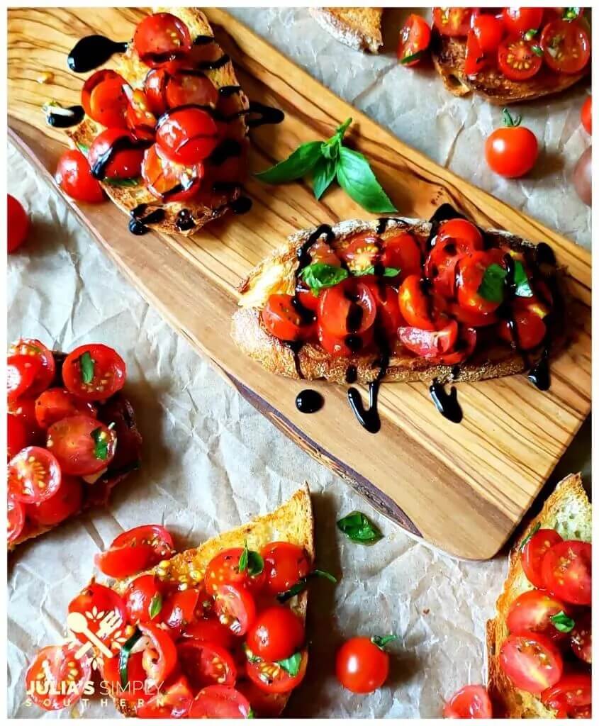 bruschetta on a wooden board