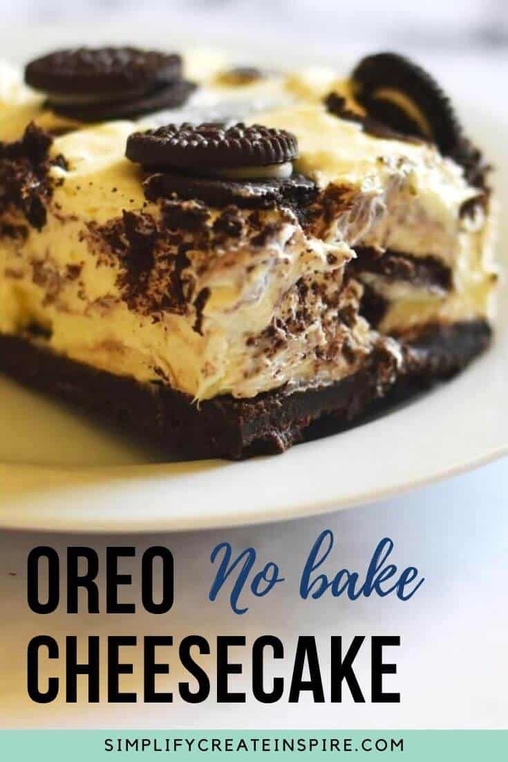 No bake oreo cheesecake slice