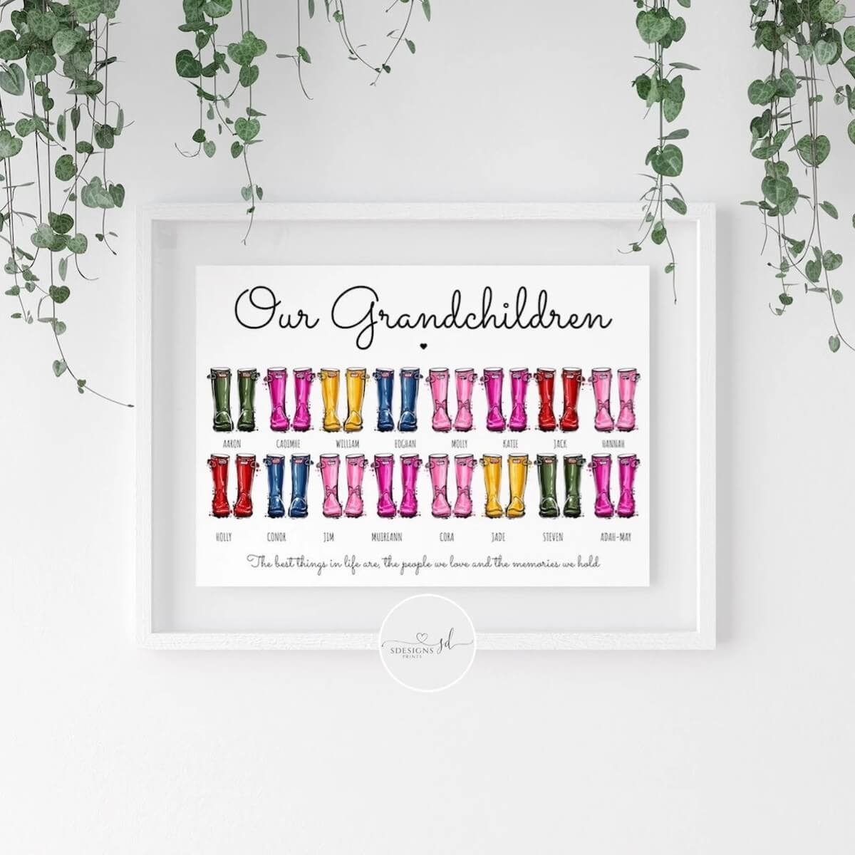 gumboots wall art grandparent gift