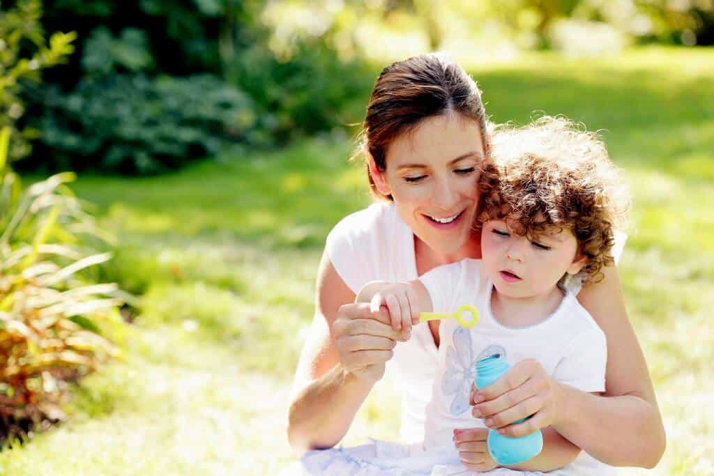 Mum with son enjoying simple moment