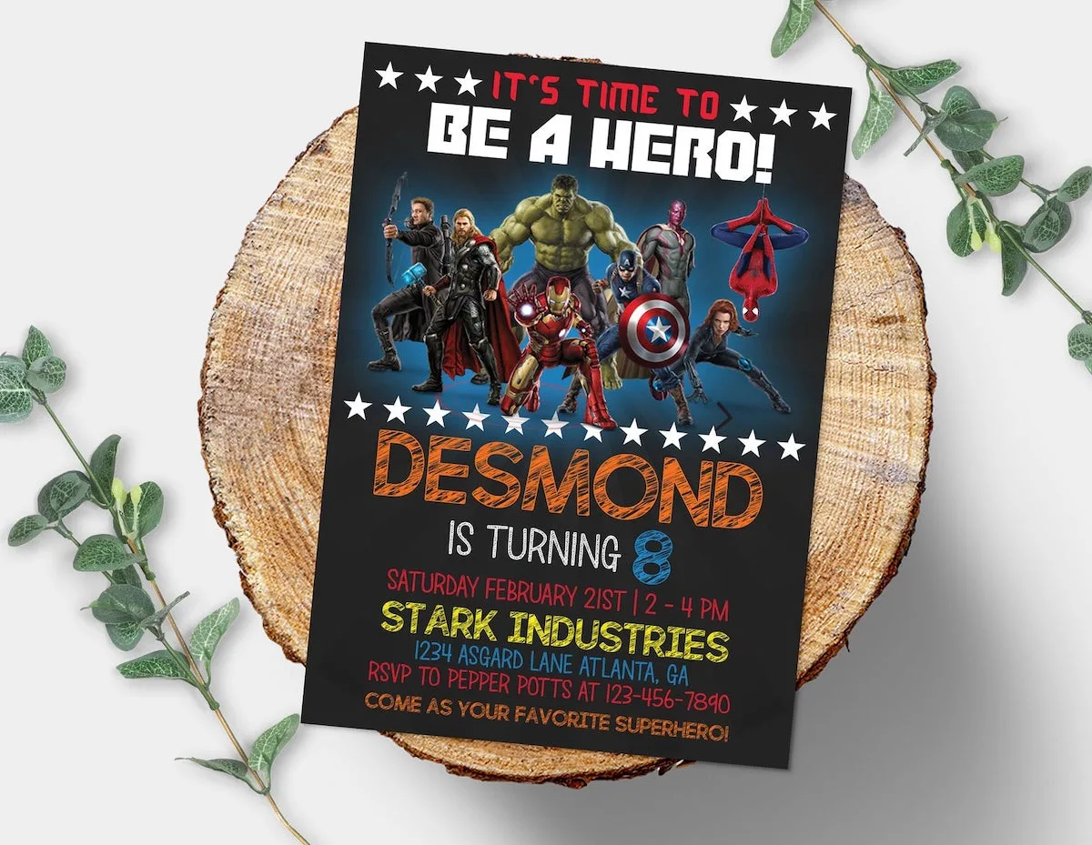 avengers party invitation dark