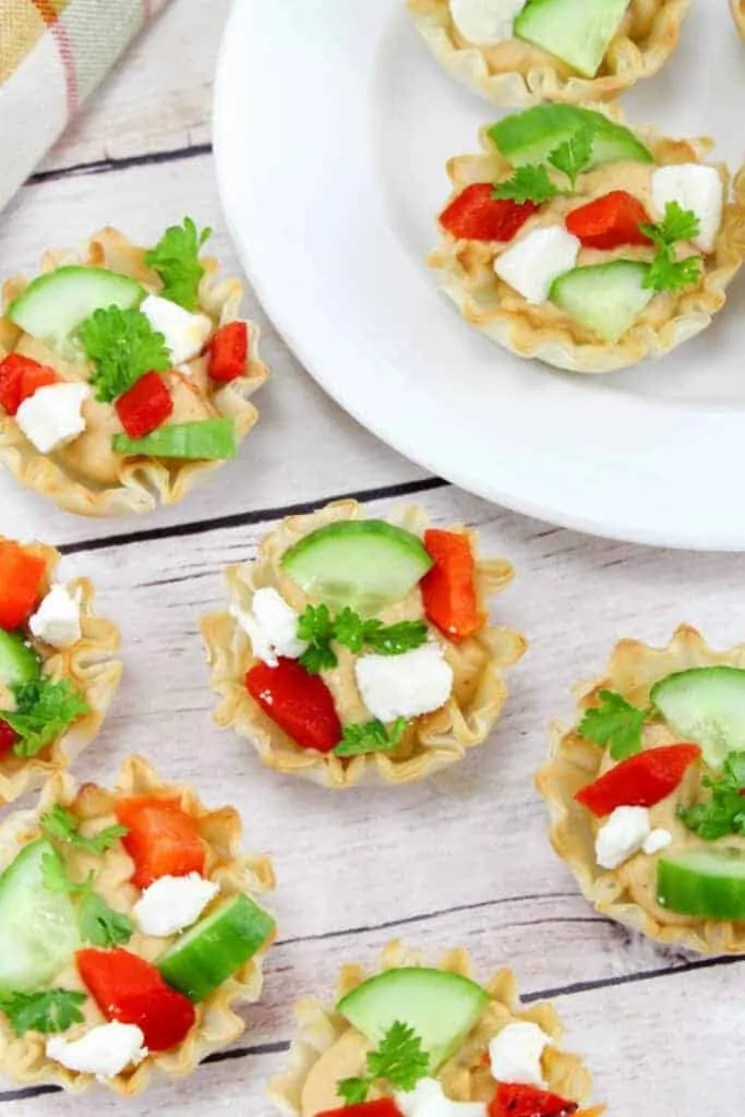 Cucumber hummus bites