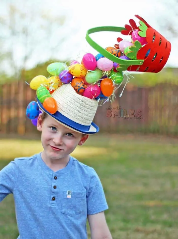 Gravity defying easter hat with eggs