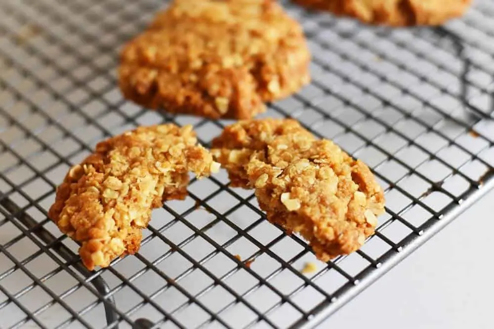 Close up anzac cookie recipe