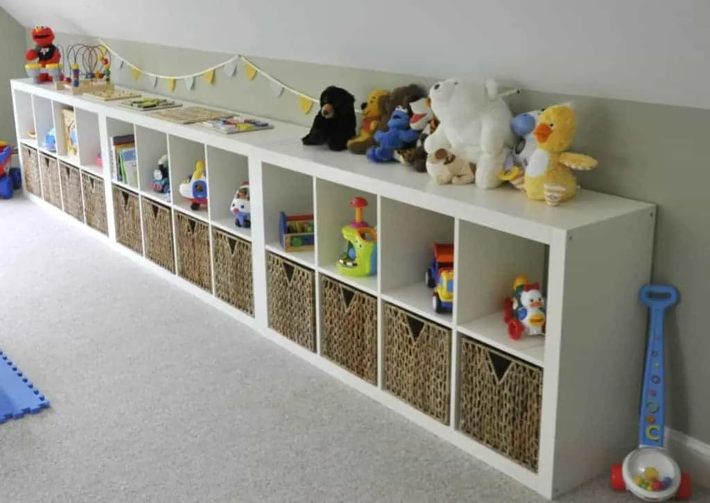 Playroom with Ikea expedit shelves