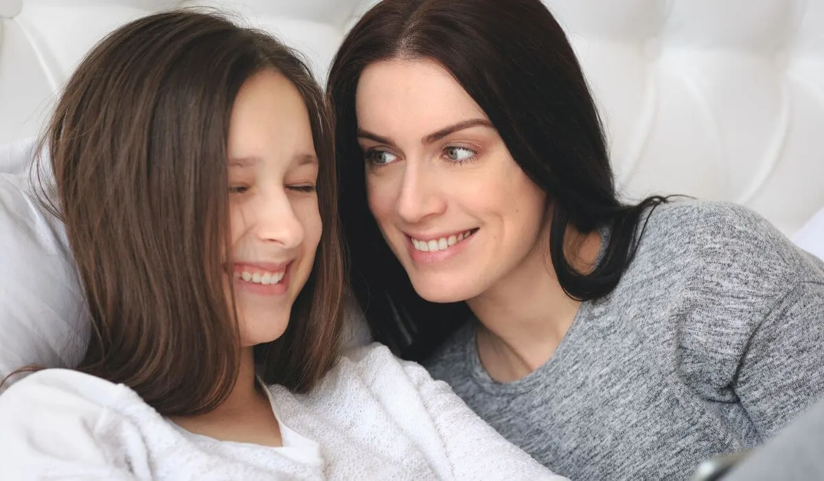 mother and daughter talking together