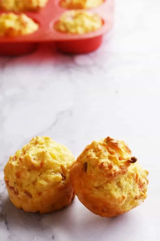 Savoury carrot ham and cheese muffins