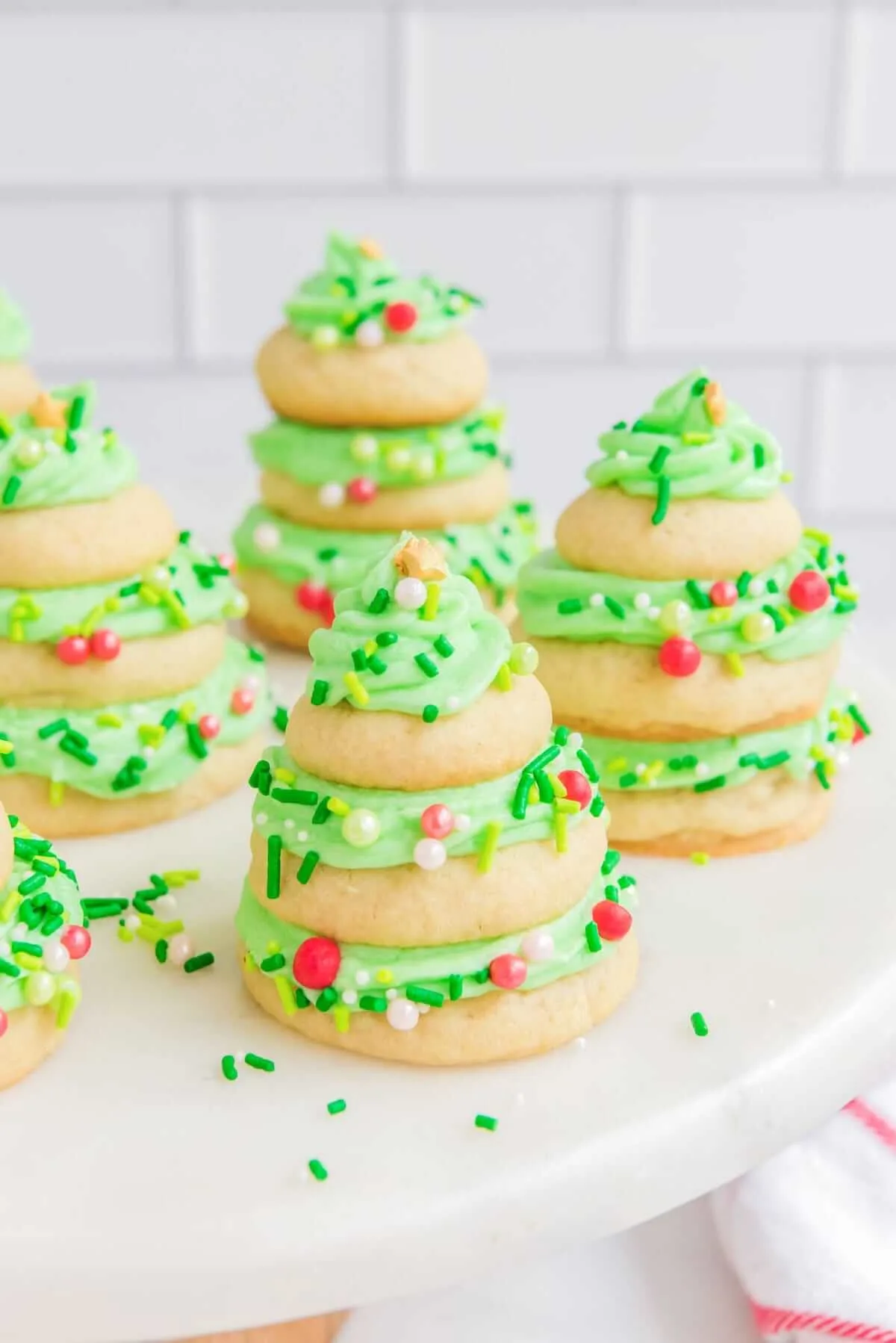 stacked christmas tree sugar cookies